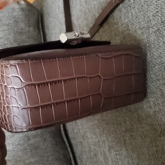 Longchamp Roseau Brown Croc Embossed Leather Bag - Picture 12 of 13